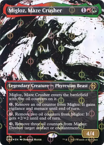 Migloz, Maze Crusher (Showcase) (Step-and-Compleat Foil) (470), Phyrexia: All Will Be One — Magic card price