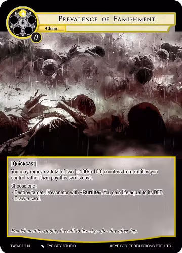Prevalence of Famishment (TWS-013 N), The War of the Suns — Force of Will card price