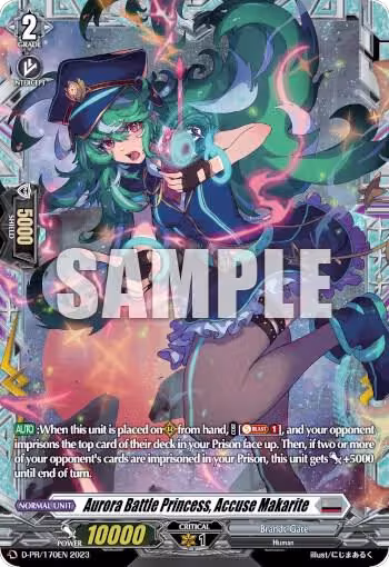Aurora Battle Princess, Accuse Makarite (Frame Rare) (D-PR/170EN), D Promo Cards — Vanguard card price