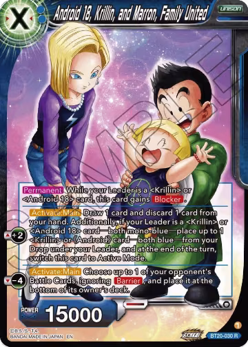 Android 18, Krillin, and Maron, Family United (BT20-030), Power Absorbed — DB Super card price