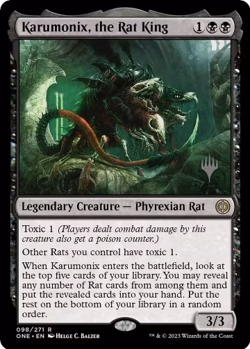 Karumonix, the Rat King (98), Promo Pack: Phyrexia: All Will Be One — Magic card price