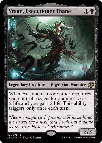 Vraan, Executioner Thane (114), Promo Pack: Phyrexia: All Will Be One — Magic card price