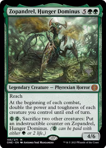 Zopandrel, Hunger Dominus (195), Promo Pack: Phyrexia: All Will Be One — Magic card price