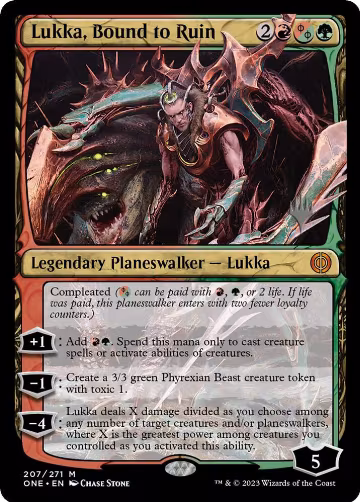 Lukka, Bound to Ruin (207), Promo Pack: Phyrexia: All Will Be One — Magic card price