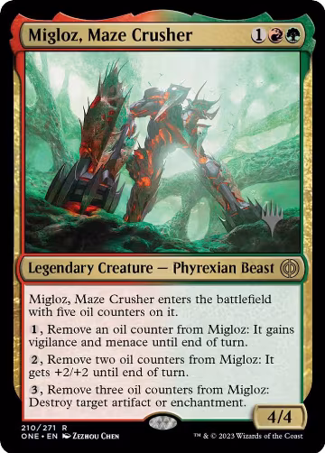 Migloz, Maze Crusher (210), Promo Pack: Phyrexia: All Will Be One — Magic card price