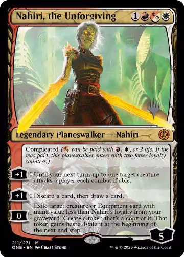 Nahiri, the Unforgiving (211), Promo Pack: Phyrexia: All Will Be One — Magic card price