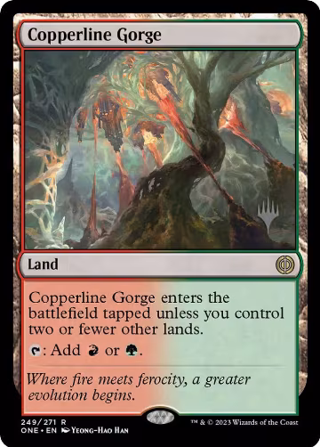 Copperline Gorge (249), Promo Pack: Phyrexia: All Will Be One — Magic card price
