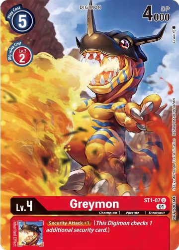 Greymon - ST1-07 (Dimensional Phase Pre-Release) (ST1-07 U), Starter Deck 01: Gaia Red — Digimon card price