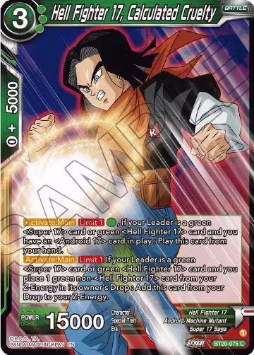 Hell Fighter 17, Calculated Cruelty (BT20-075), Power Absorbed — DB Super card price