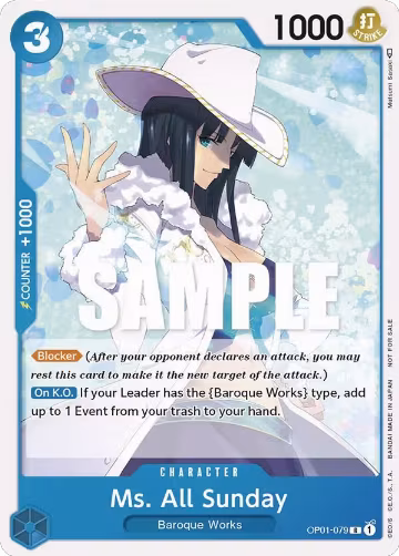 Ms. All Sunday (Promotion Pack 2023) (OP01-079), One Piece Promotion Cards — One Piece card price