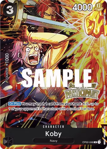 Koby (Offline Regional 2023) [Participant] (OP02-098), One Piece Promotion Cards — One Piece card price