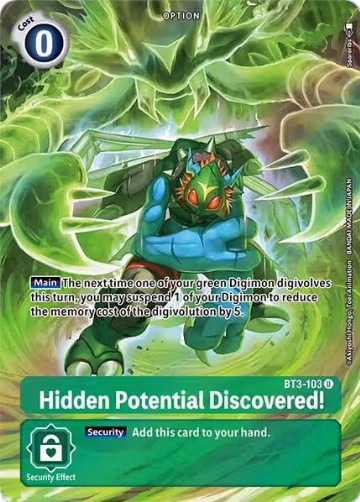 Hidden Potential Discovered! (Alternate Art) (BT3-103 U), Dimensional Phase — Digimon card price