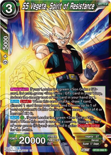 SS Vegeta, Spirit of Resistance (BT20-068), Power Absorbed — DB Super card price