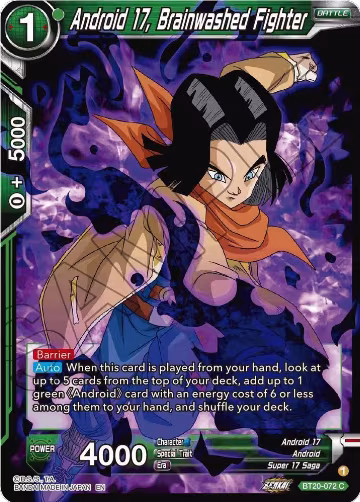 Android 17, Brainwashed Fighter (BT20-072), Power Absorbed — DB Super card price