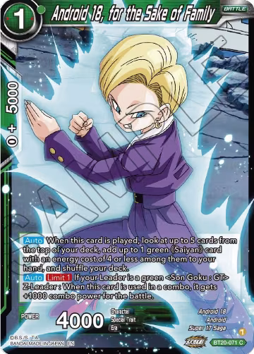 Android 18, for the Sake of Family (BT20-071), Power Absorbed — DB Super card price