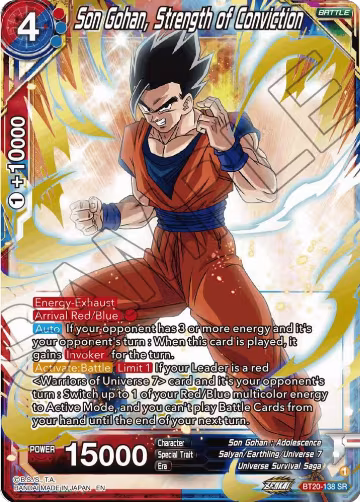 Son Gohan, Strength of Conviction (BT20-138), Power Absorbed — DB Super card price