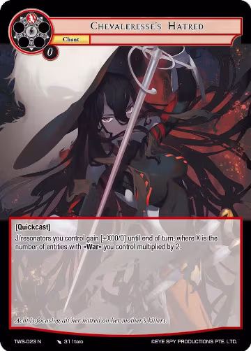 Chevaleresse's Hatred (TWS-023 N), The War of the Suns — Force of Will card price