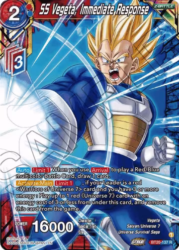 SS Vegeta, Immediate Response (BT20-137), Power Absorbed — DB Super card price