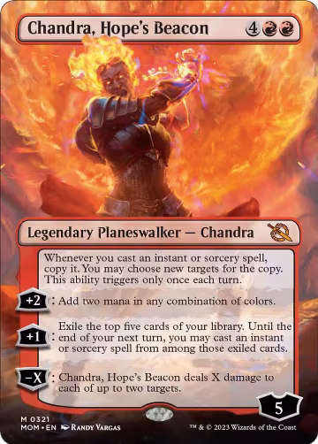 Chandra, Hope's Beacon (Borderless) (321), March of the Machine — Magic card price