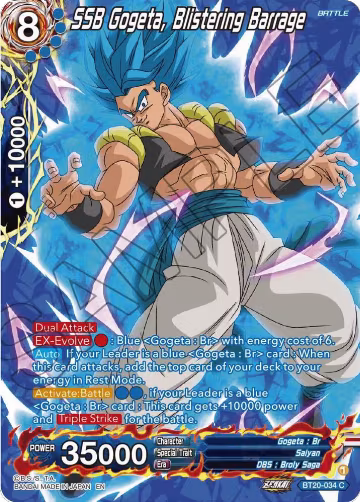 SSB Gogeta, Blistering Barrage (Silver Foil) (BT20-034), Power Absorbed — DB Super card price