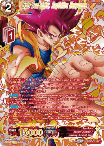 SSG Son Goku, Rapidfire Response (Gold-Stamped) (BT20-003), Power Absorbed — DB Super card price