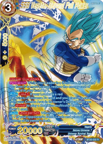 SSB Vegeta, Beyond Full Power (Gold-Stamped) (BT20-032), Power Absorbed — DB Super card price
