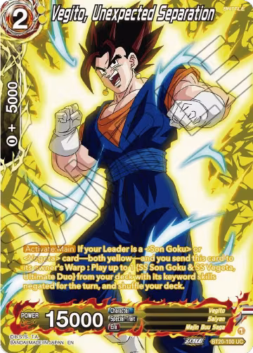 Vegito, Unexpected Separation (Silver Foil) (BT20-100), Power Absorbed — DB Super card price