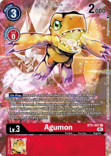 Agumon - BT5-007 (Digimon Royal Knights Card Set) (BT5-007 C), Battle of Omni — Digimon card price