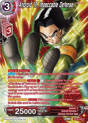 Android 17, Impeccable Defense (Silver Foil) (BT20-005), Power Absorbed — DB Super card price