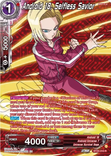 Android 18, Selfless Savior (Silver Foil) (BT20-010), Power Absorbed — DB Super card price