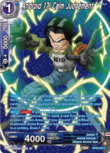 Android 17, Calm Judgement (Silver Foil) (BT20-033), Power Absorbed — DB Super card price