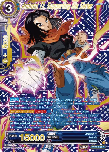 Android 17, Supporting His Sister (Gold-Stamped) (BT20-045), Power Absorbed — DB Super card price