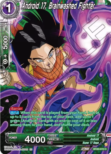 Android 17, Brainwashed Fighter (Silver Foil) (BT20-072), Power Absorbed — DB Super card price