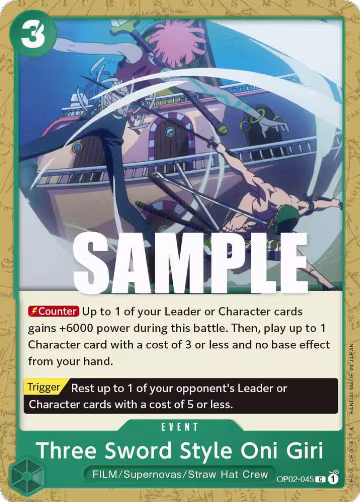 Three Sword Style Oni Giri (OP02-045), Paramount War — One Piece card price