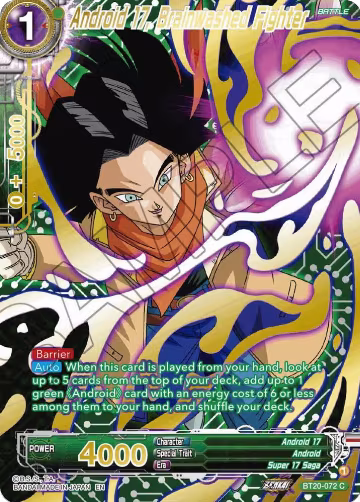 Android 17, Brainwashed Fighter (Gold-Stamped) (BT20-072), Power Absorbed — DB Super card price