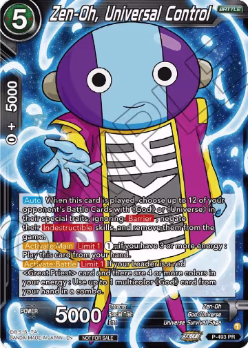 Zen-Oh, Universal Control (Zenkai Series Tournament Pack Vol.3) (P-493), Tournament Promotion Cards — DB Super card price