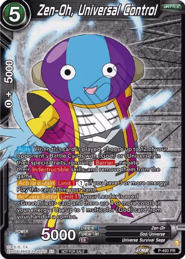 Zen-Oh, Universal Control (Zenkai Series Tournament Pack Vol.3 Winner) (P-493), Tournament Promotion Cards — DB Super card price