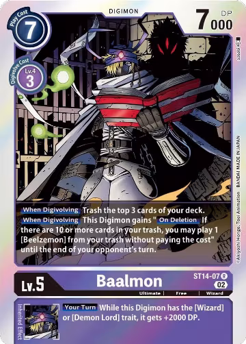Baalmon (ST14-07 R), Starter Deck 14: Beelzemon Advanced Deck Set — Digimon card price