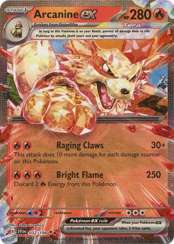 Arcanine ex - 032/198 (032/198), Scarlet & Violet Base Set — Pokémon card price