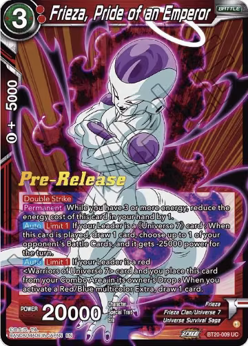 Frieza, Pride of an Emperor (BT20-009), Power Absorbed Pre-Release Cards — DB Super card price