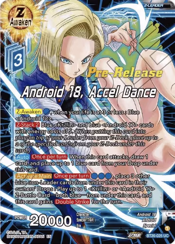 Android 18, Accel Dance (BT20-025), Power Absorbed Pre-Release Cards — DB Super card price