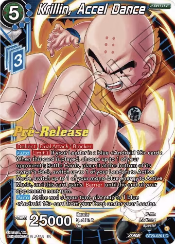 Krillin, Accel Dance (BT20-026), Power Absorbed Pre-Release Cards — DB Super card price