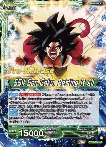 Son Goku // SS4 Son Goku, Betting It All (BT20-054), Power Absorbed Pre-Release Cards — DB Super card price