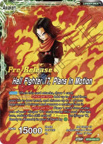 Android 20 & Dr. Myuu // Hell Fighter 17, Plans in Motion (BT20-055), Power Absorbed Pre-Release Cards — DB Super card price