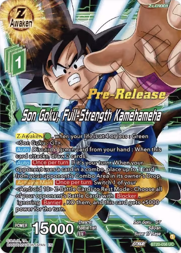 Son Goku, Full-Strength Kamehameha (BT20-056), Power Absorbed Pre-Release Cards — DB Super card price