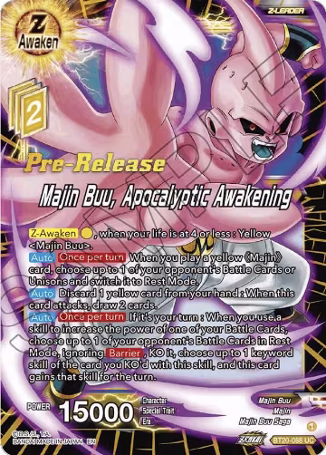 Majin Buu, Apocalyptic Awakening (BT20-088), Power Absorbed Pre-Release Cards — DB Super card price