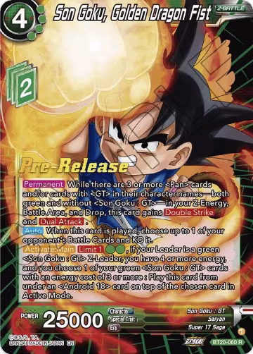 Son Goku, Golden Dragon Fist (BT20-060), Power Absorbed Pre-Release Cards — DB Super card price