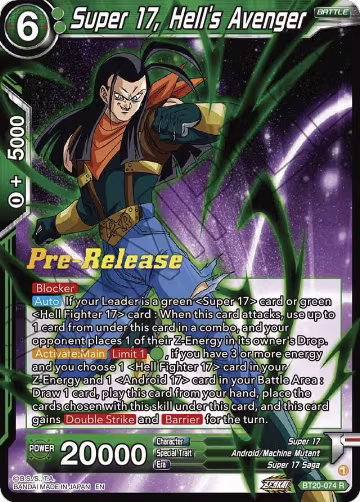 Super 17, Hell's Avenger (BT20-074), Power Absorbed Pre-Release Cards — DB Super card price