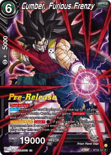 Cumber, Furious Frenzy (BT20-131), Power Absorbed Pre-Release Cards — DB Super card price