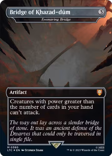 Bridge of Khazad-dum - Ensnaring Bridge (Borderless) (Surge Foil) (380), Commander: The Lord of the Rings: Tales of Middle-earth — Magic card price
